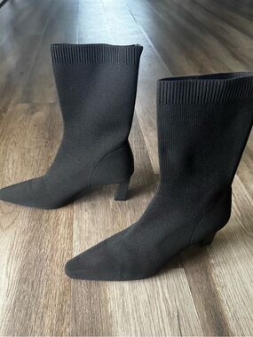 H&M Women's Black Knit Mid-Calf Sock Boots